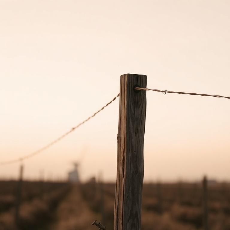 A wooden post in the polder at dusk